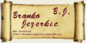 Branko Jezerkić vizit kartica